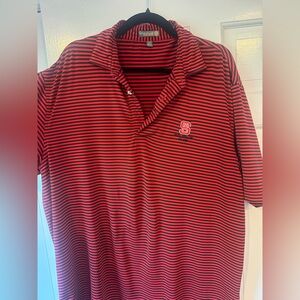 NC STATE NCSU Peter Millar — Striped Red & Black Polo Shirt